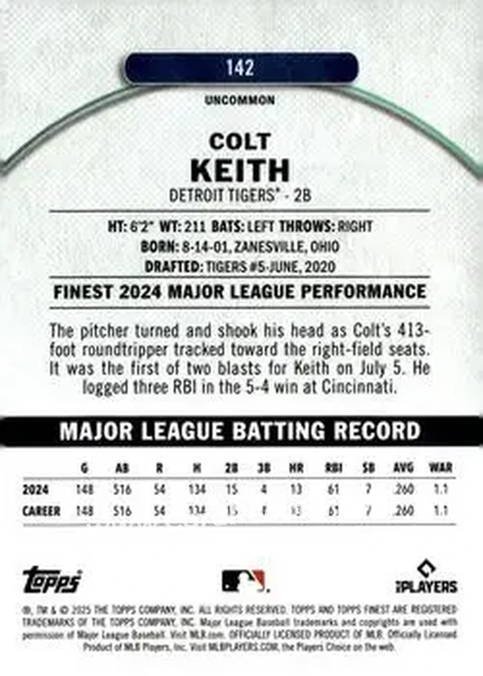 Back of Colt Keith