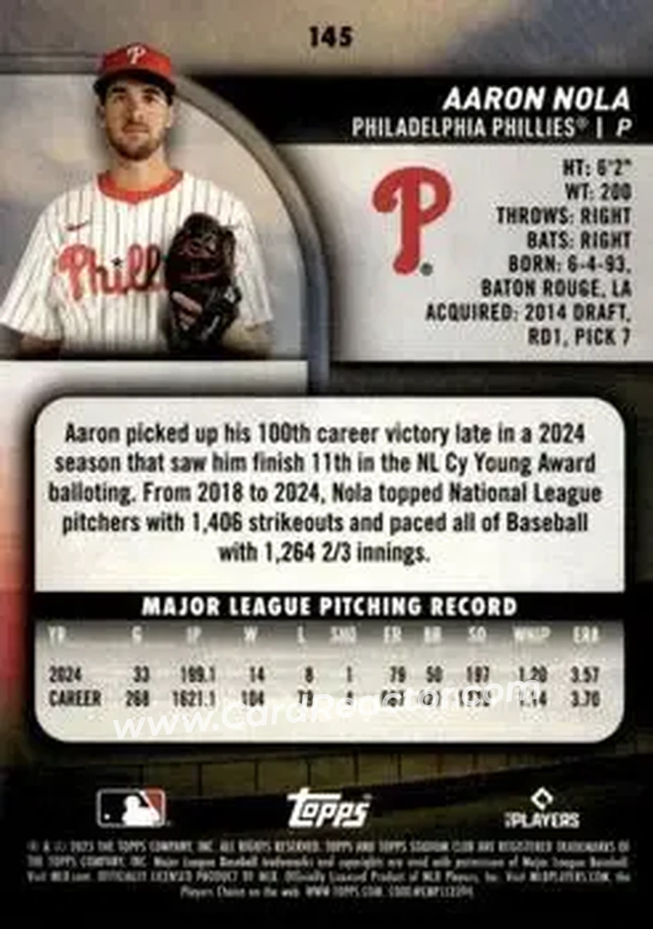 Back of Aaron Nola