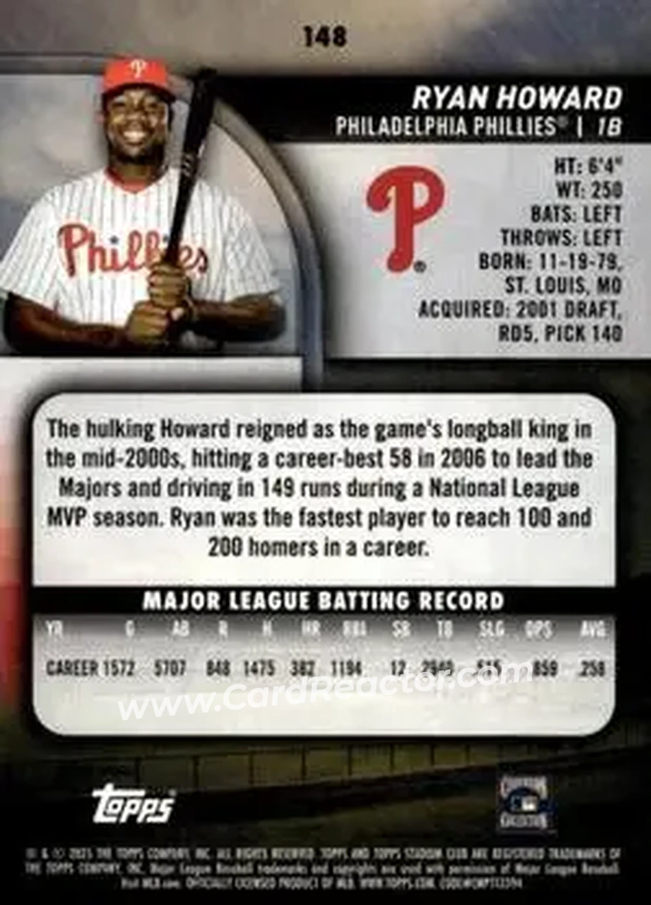 Back of Ryan Howard