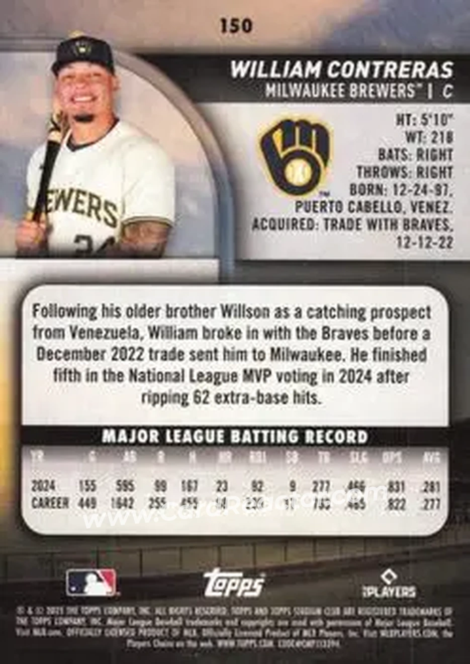 Back of William Contreras