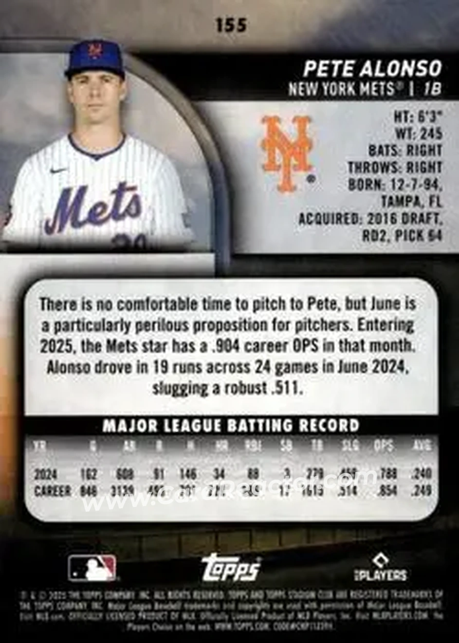 Back of Pete Alonso
