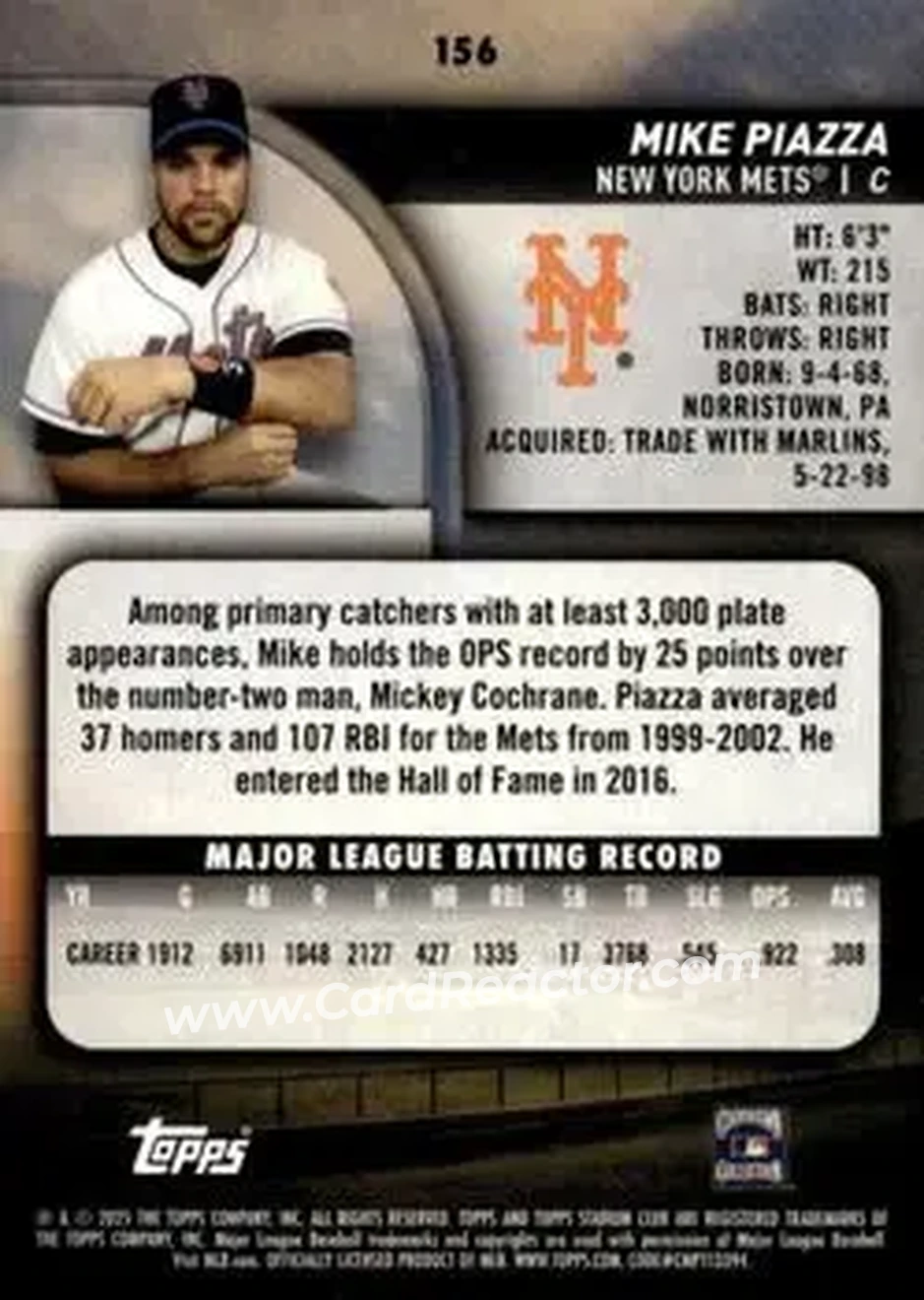 Back of Mike Piazza