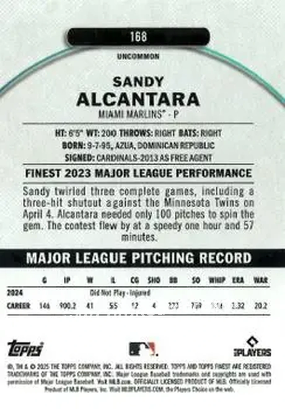 Back of Sandy Alcantara