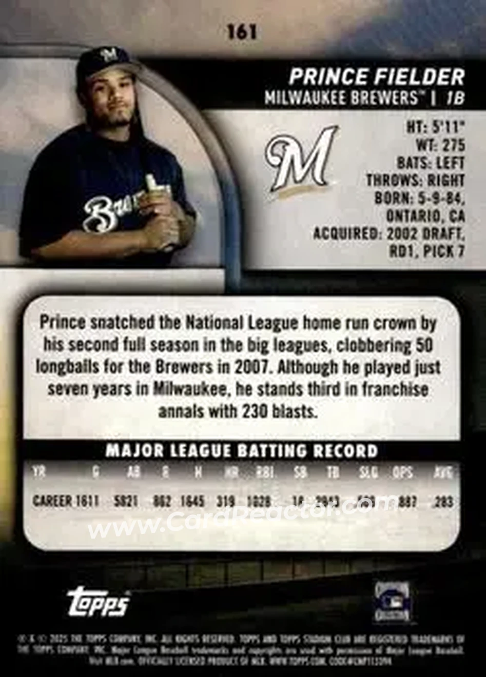 Back of Prince Fielder