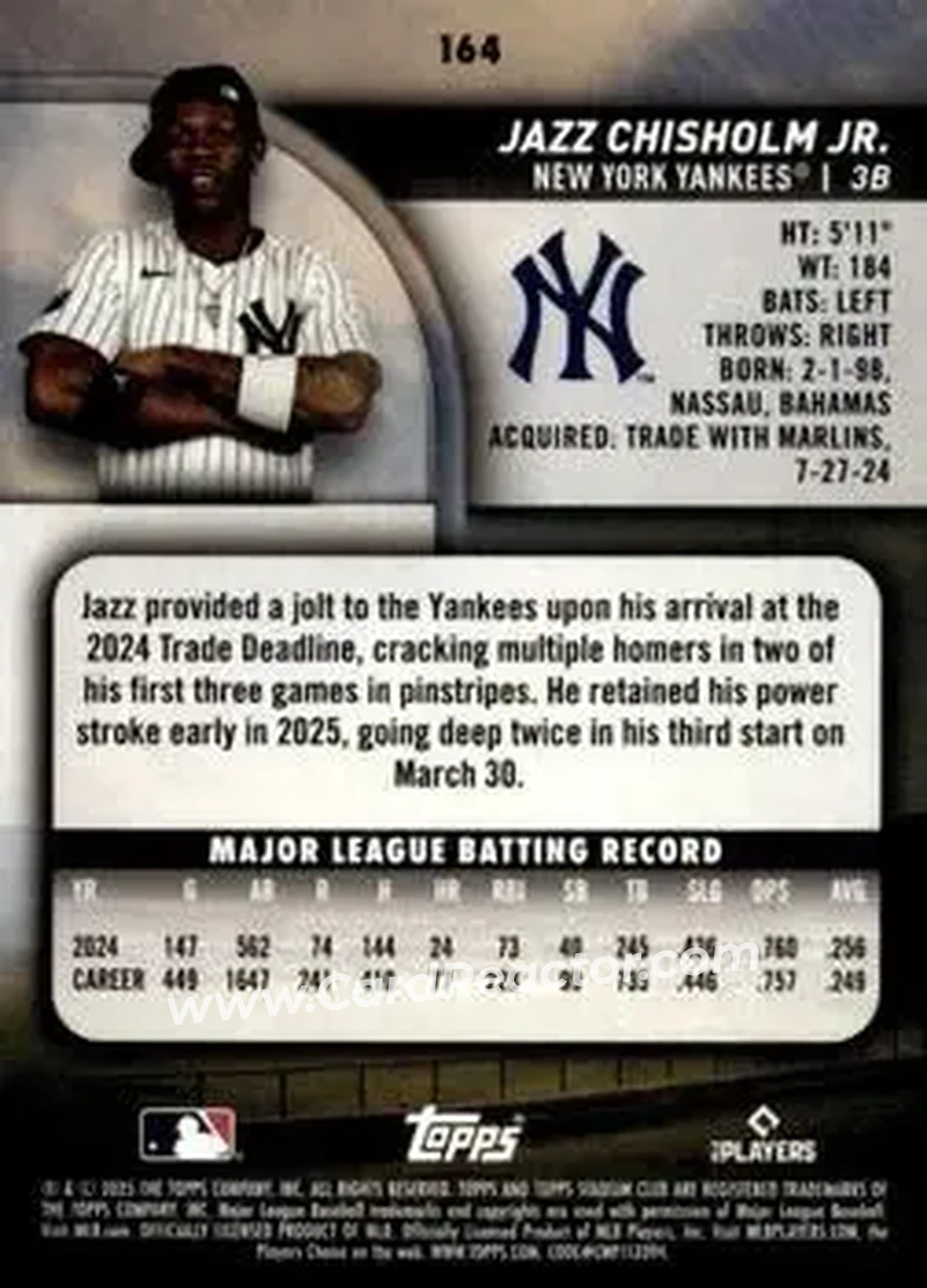 Back of Jazz Chisholm Jr.