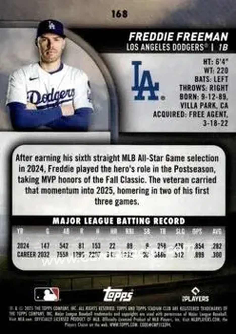 Back of Freddie Freeman