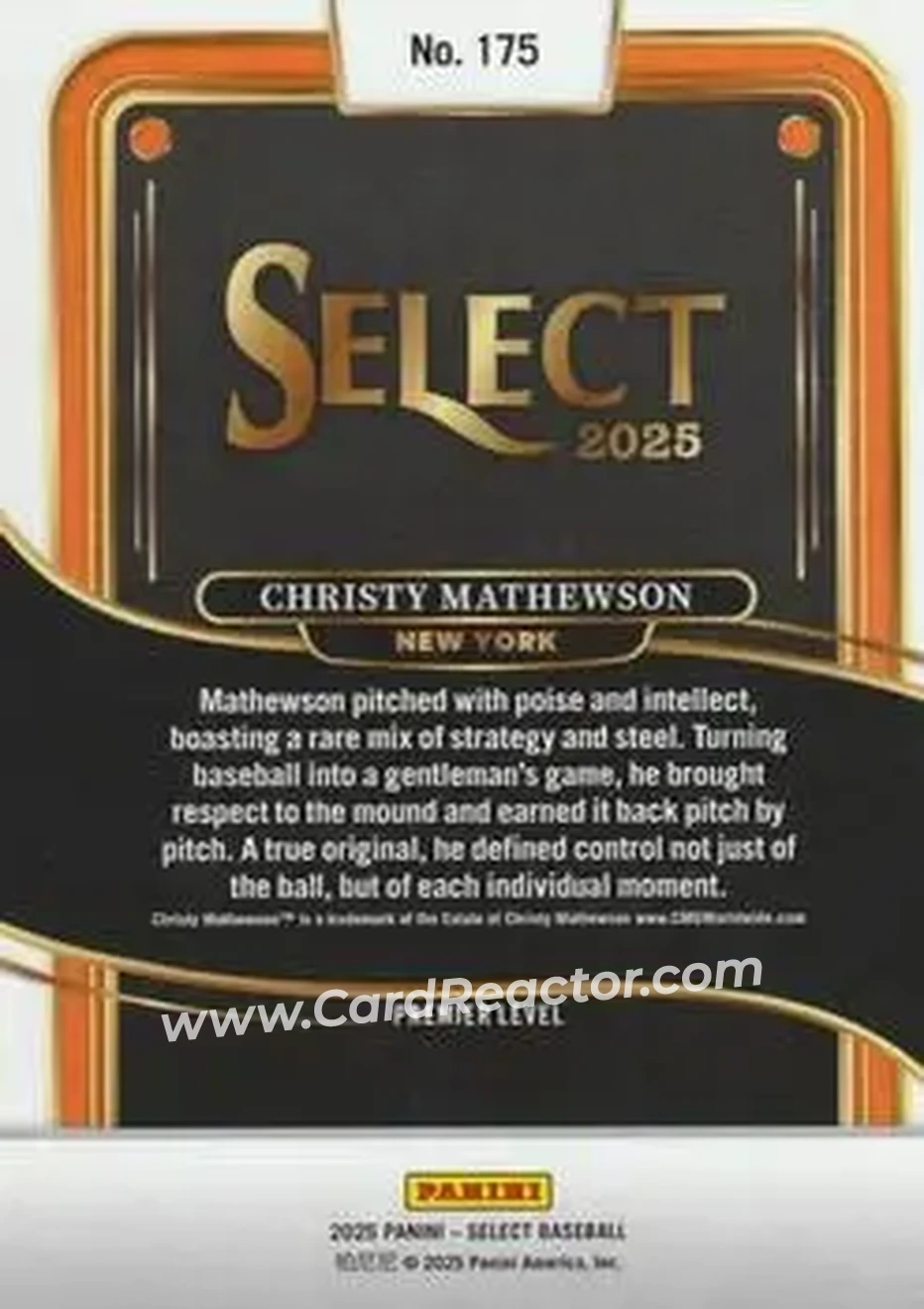 Back of Christy Mathewson