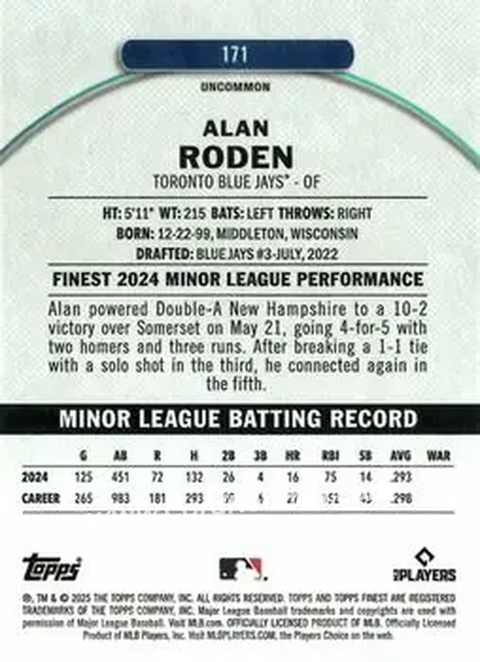 Back of Alan Roden