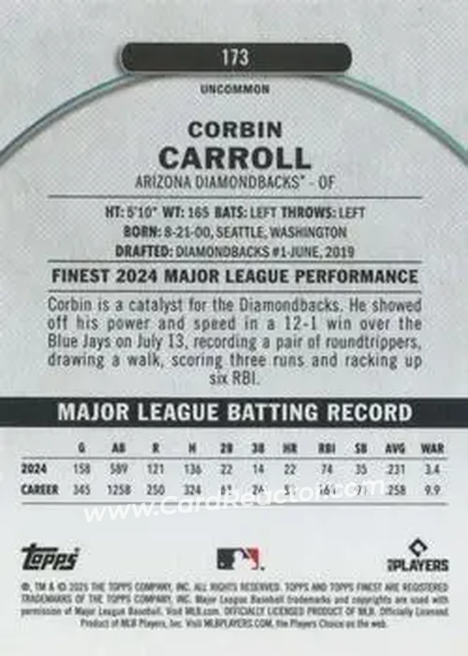 Back of Corbin Carroll