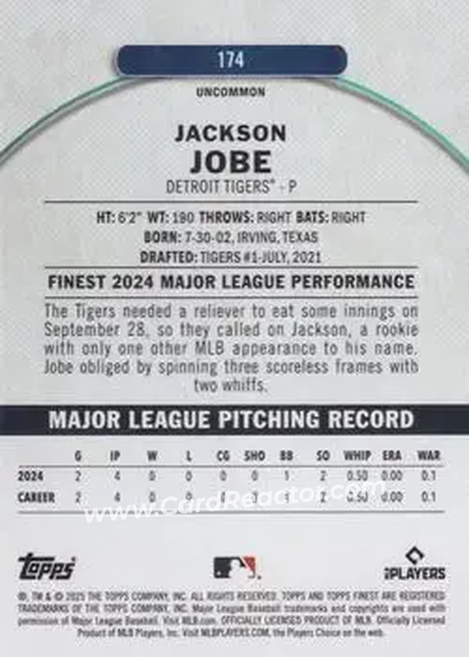 Back of Jackson Jobe
