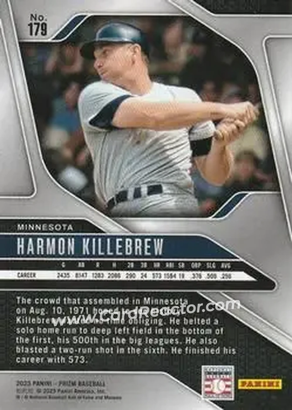 Back of Harmon Killebrew