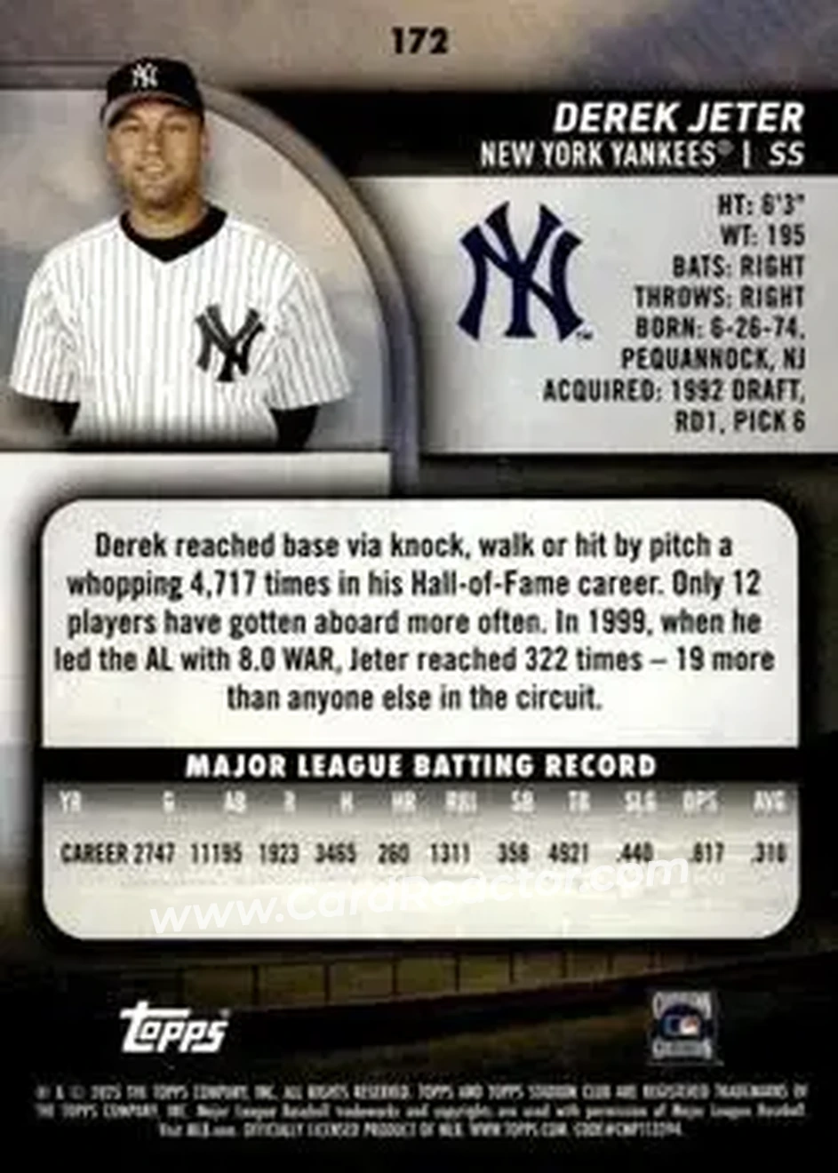 Back of Derek Jeter