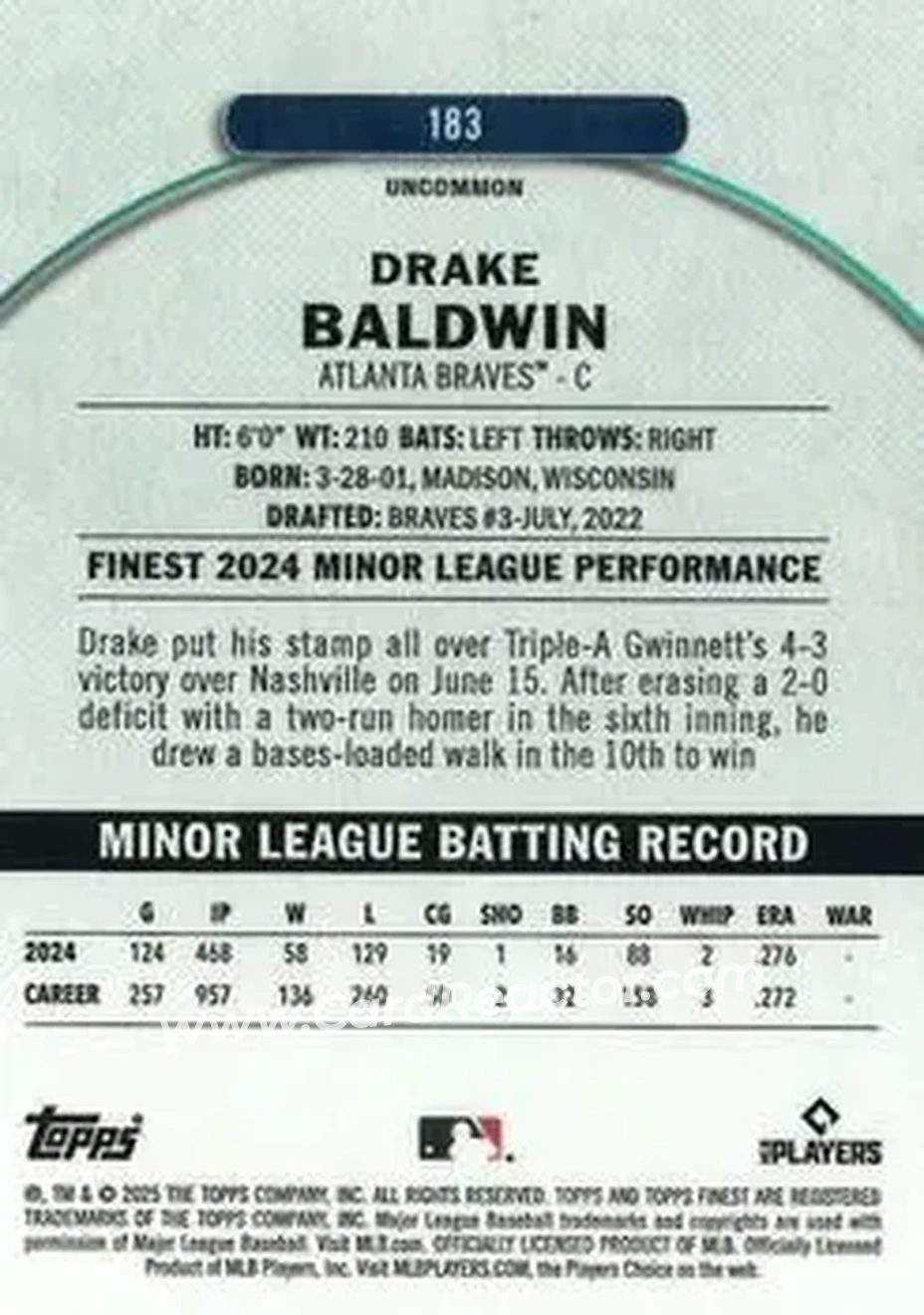 Back of Drake Baldwin