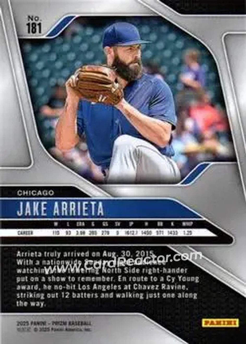 Back of Jake Arrieta