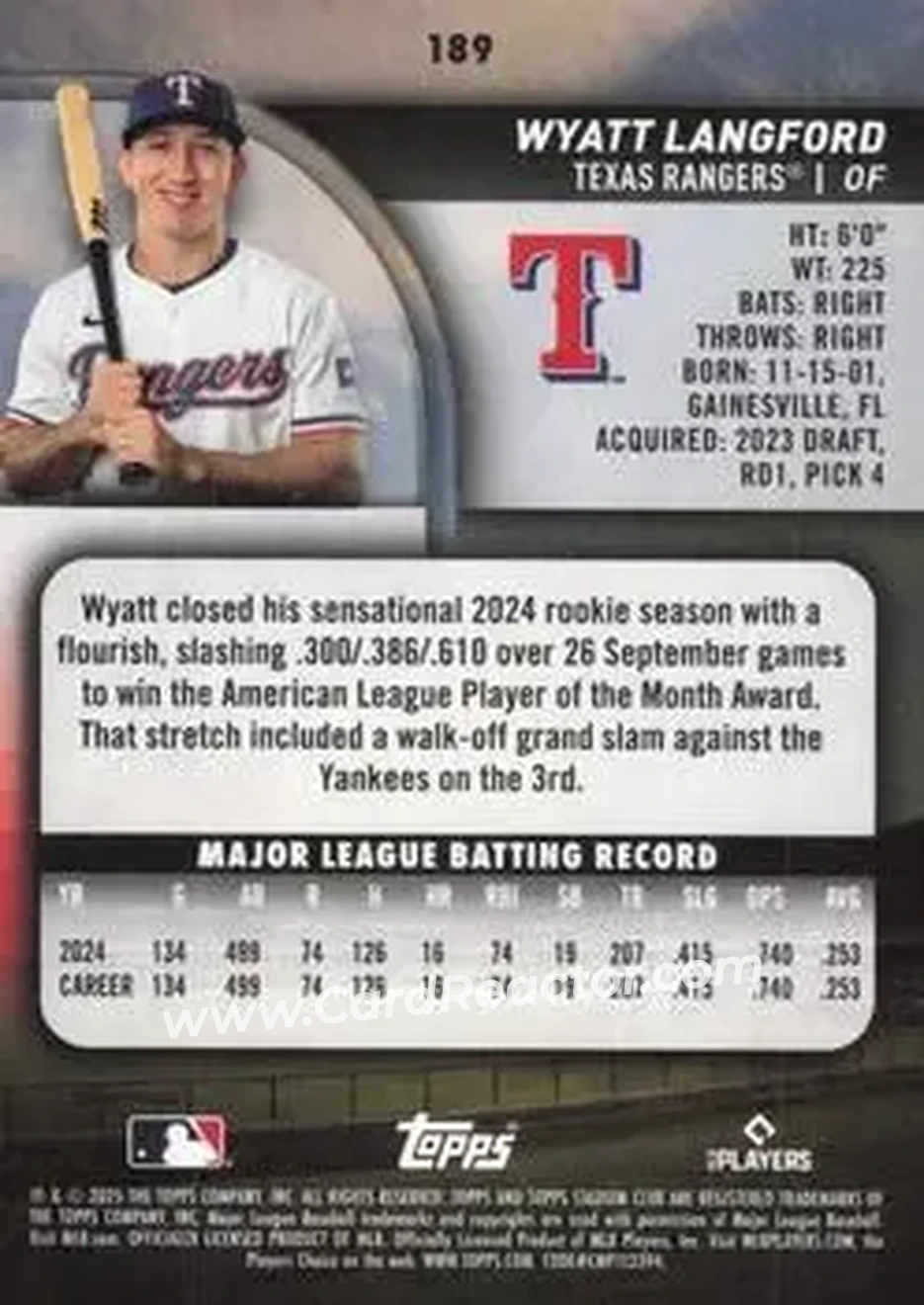 Back of Wyatt Langford
