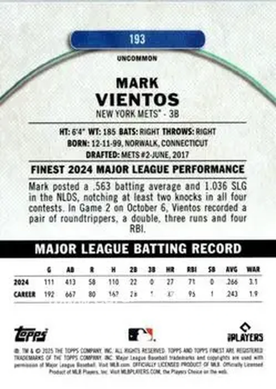 Back of Mark Vientos