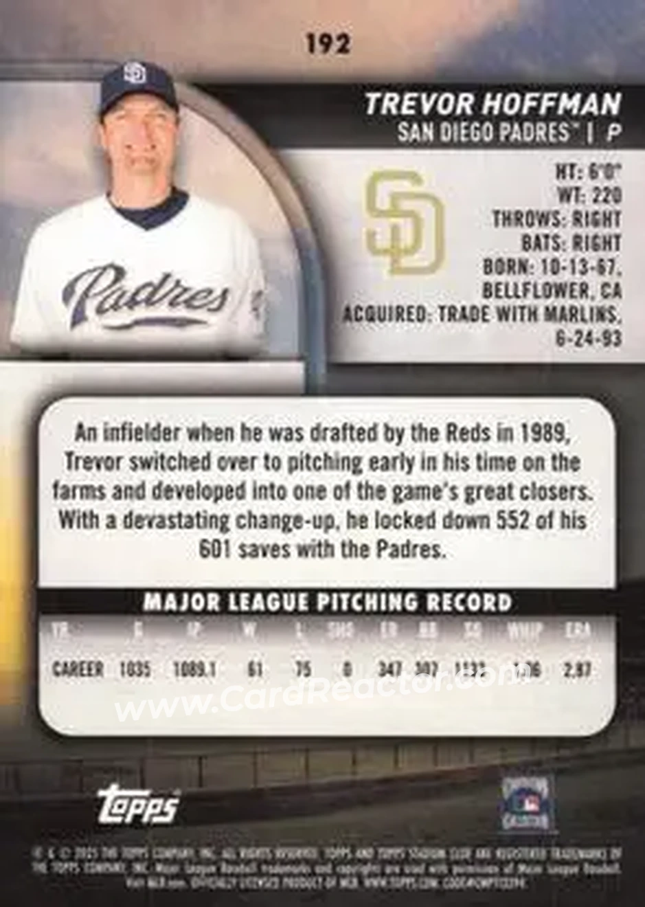 Back of Trevor Hoffman