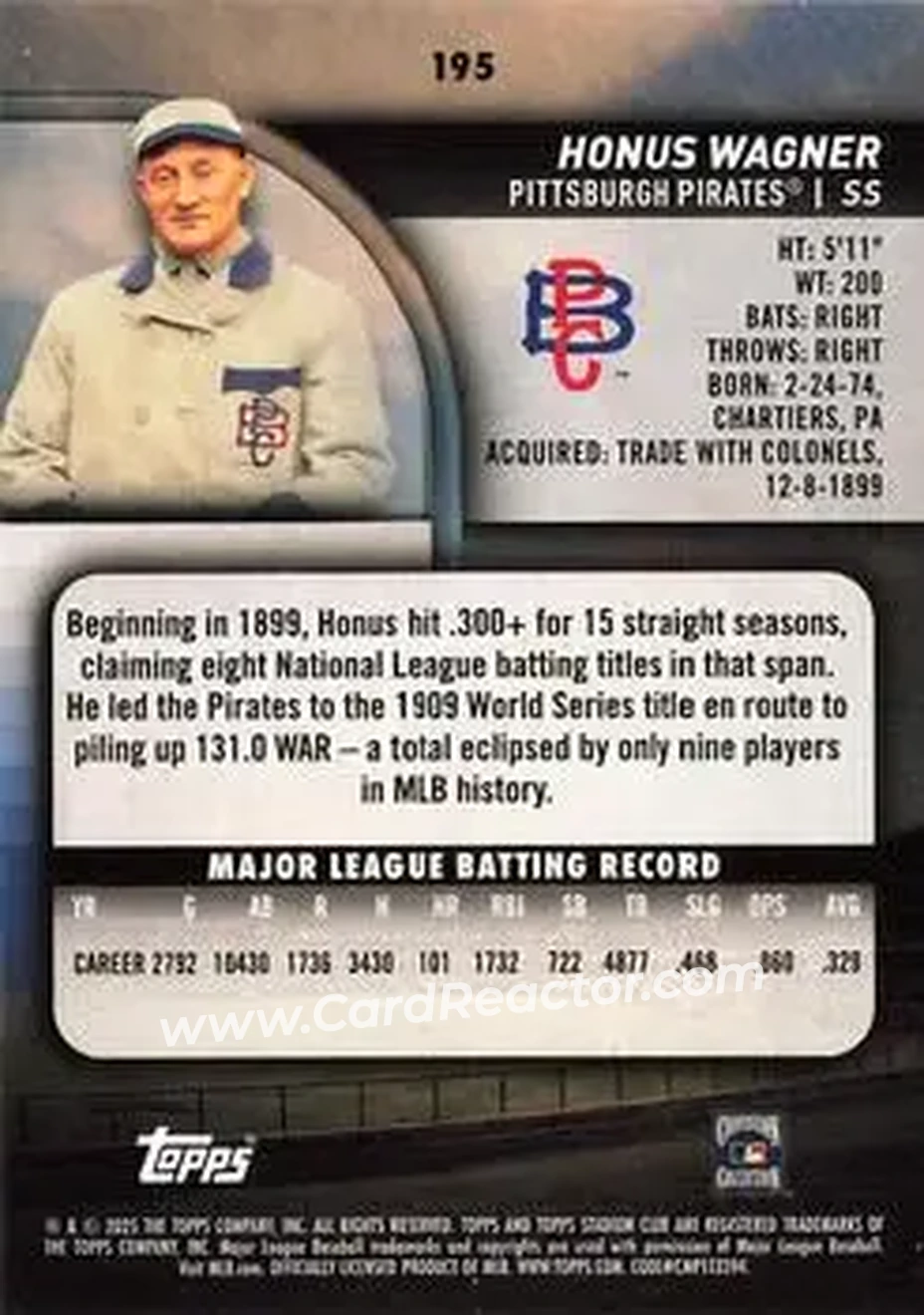 Back of Honus Wagner