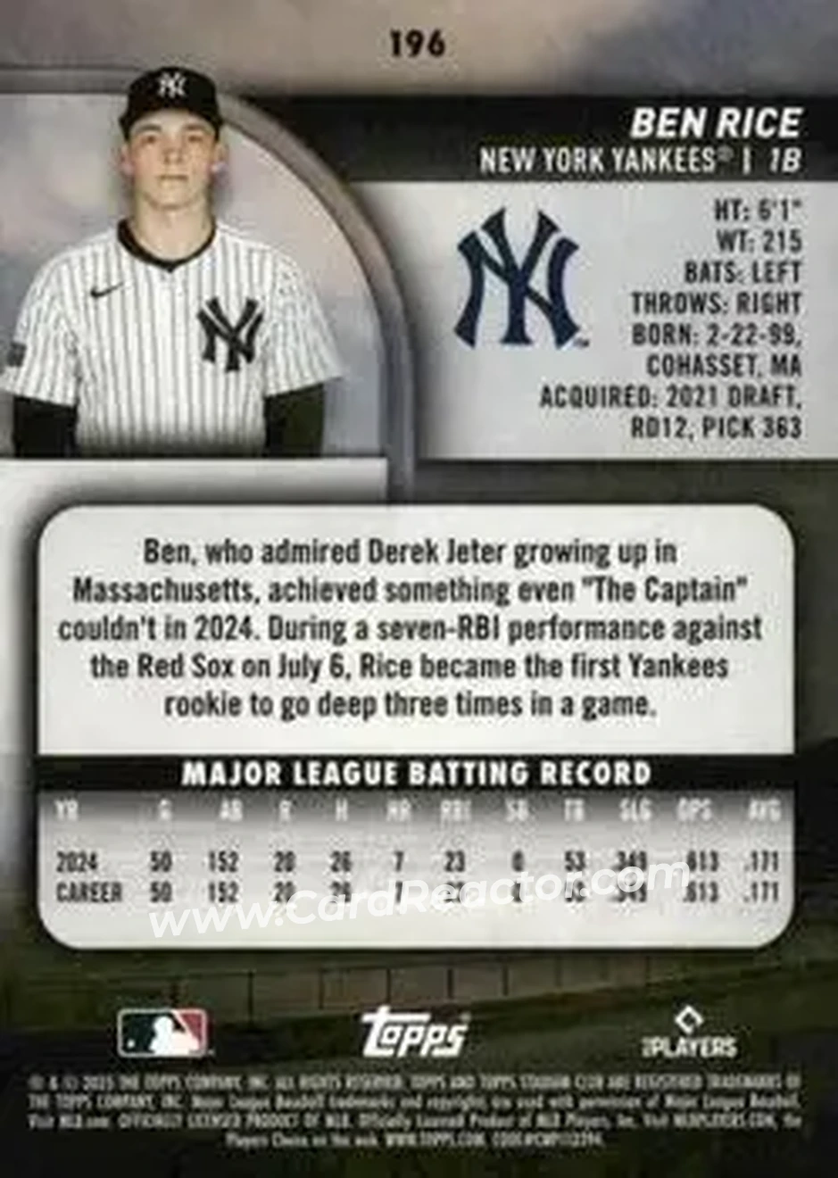 Back of Ben Rice