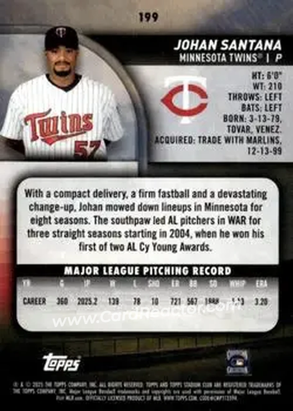 Back of Johan Santana