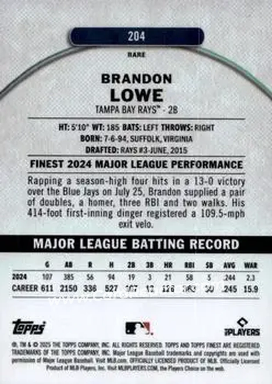 Back of Brandon Lowe