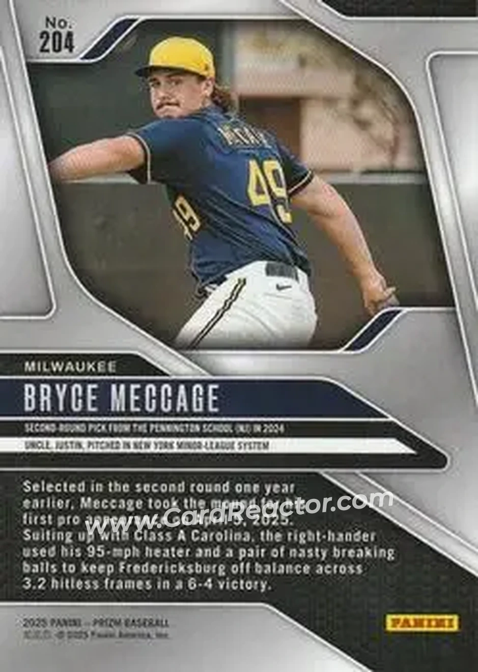 Back of Bryce Meccage