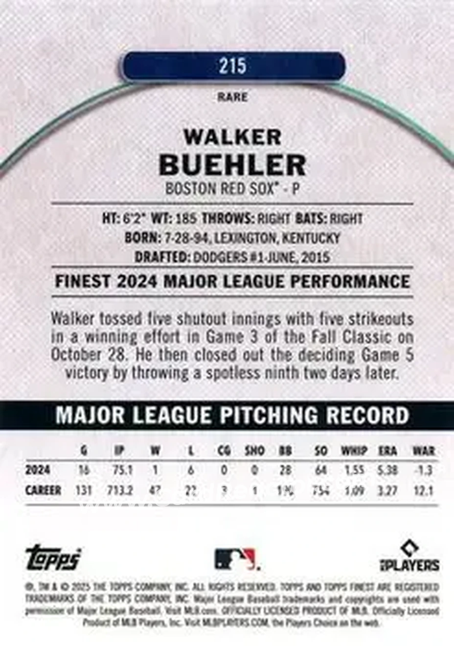 Back of Walker Buehler