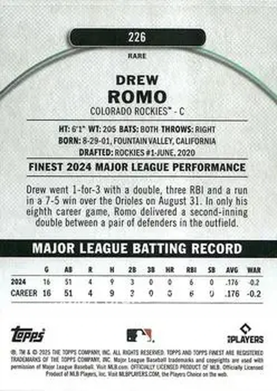 Back of Drew Romo