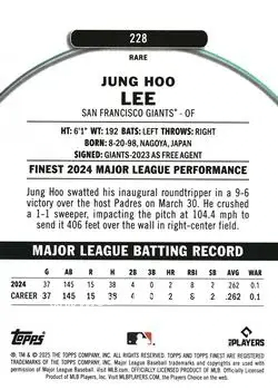 Back of Jung Hoo Lee