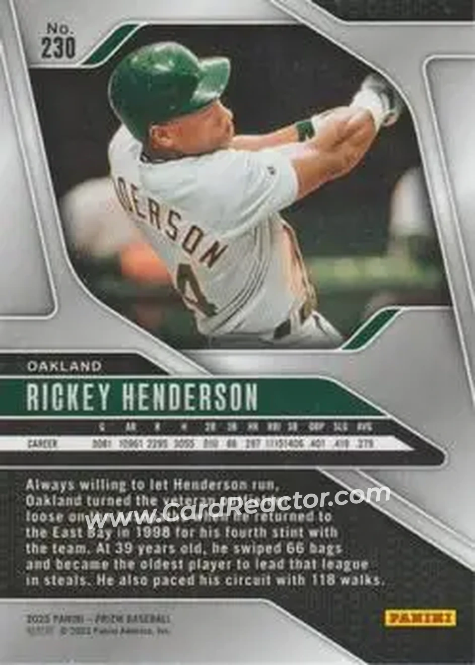 Back of Rickey Henderson