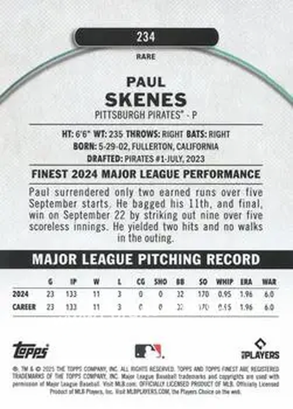 Back of Paul Skenes