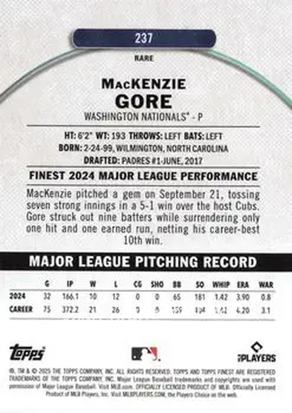Back of Mackenzie Gore