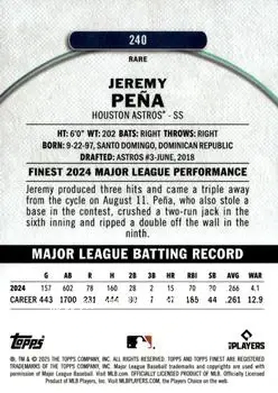 Back of Jeremy Peña