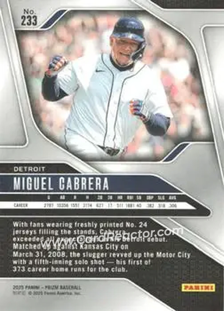 Back of Miguel Cabrera