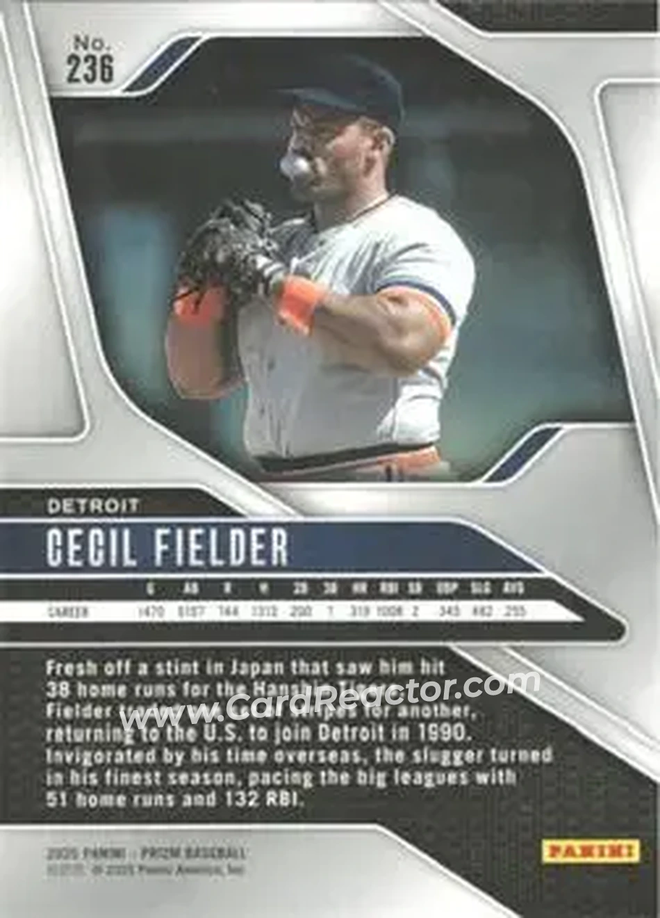 Back of Cecil Fielder