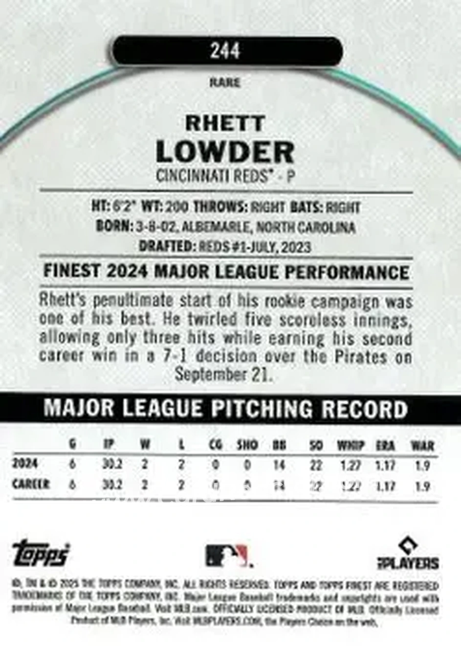 Back of Rhett Lowder