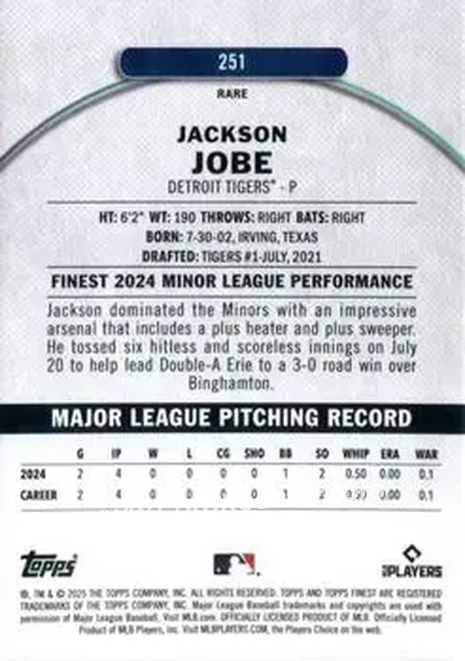 Back of Jackson Jobe