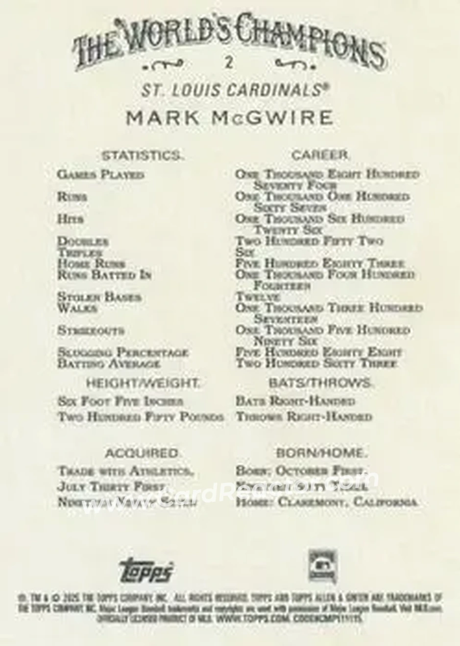 Back of Mark McGwire