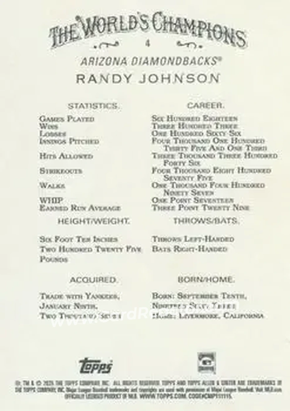 Back of Randy Johnson