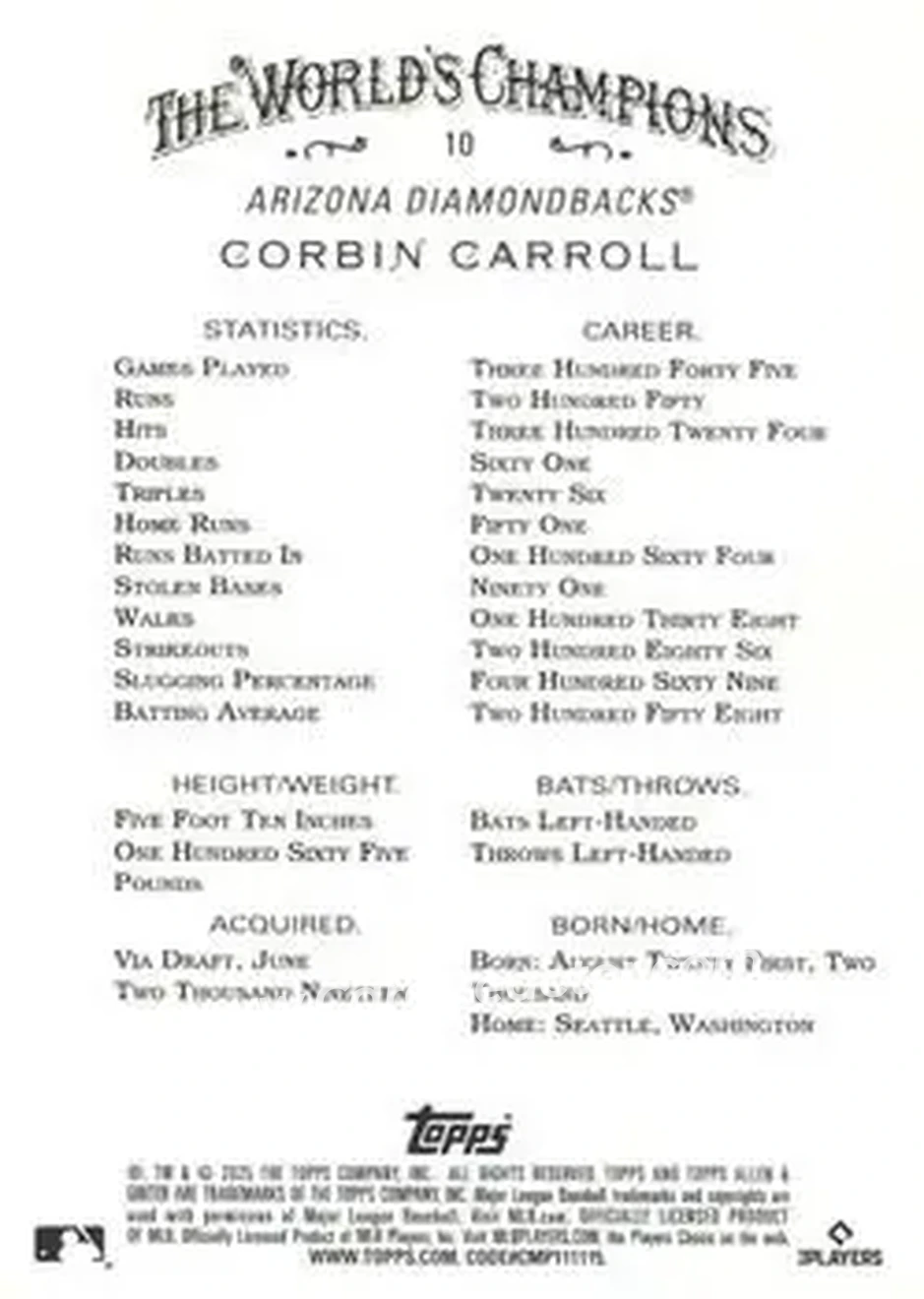 Back of Corbin Carroll