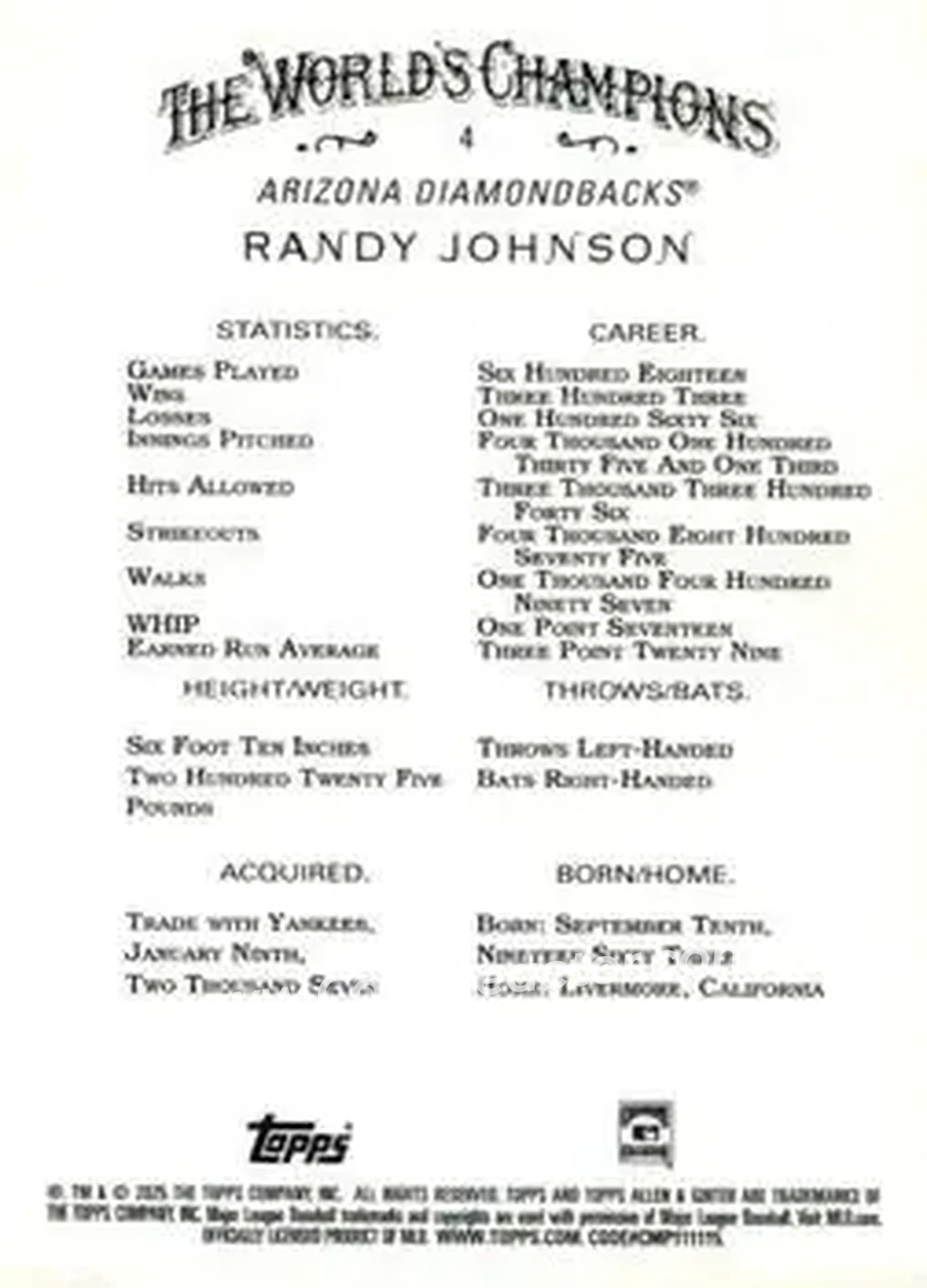 Back of Randy Johnson