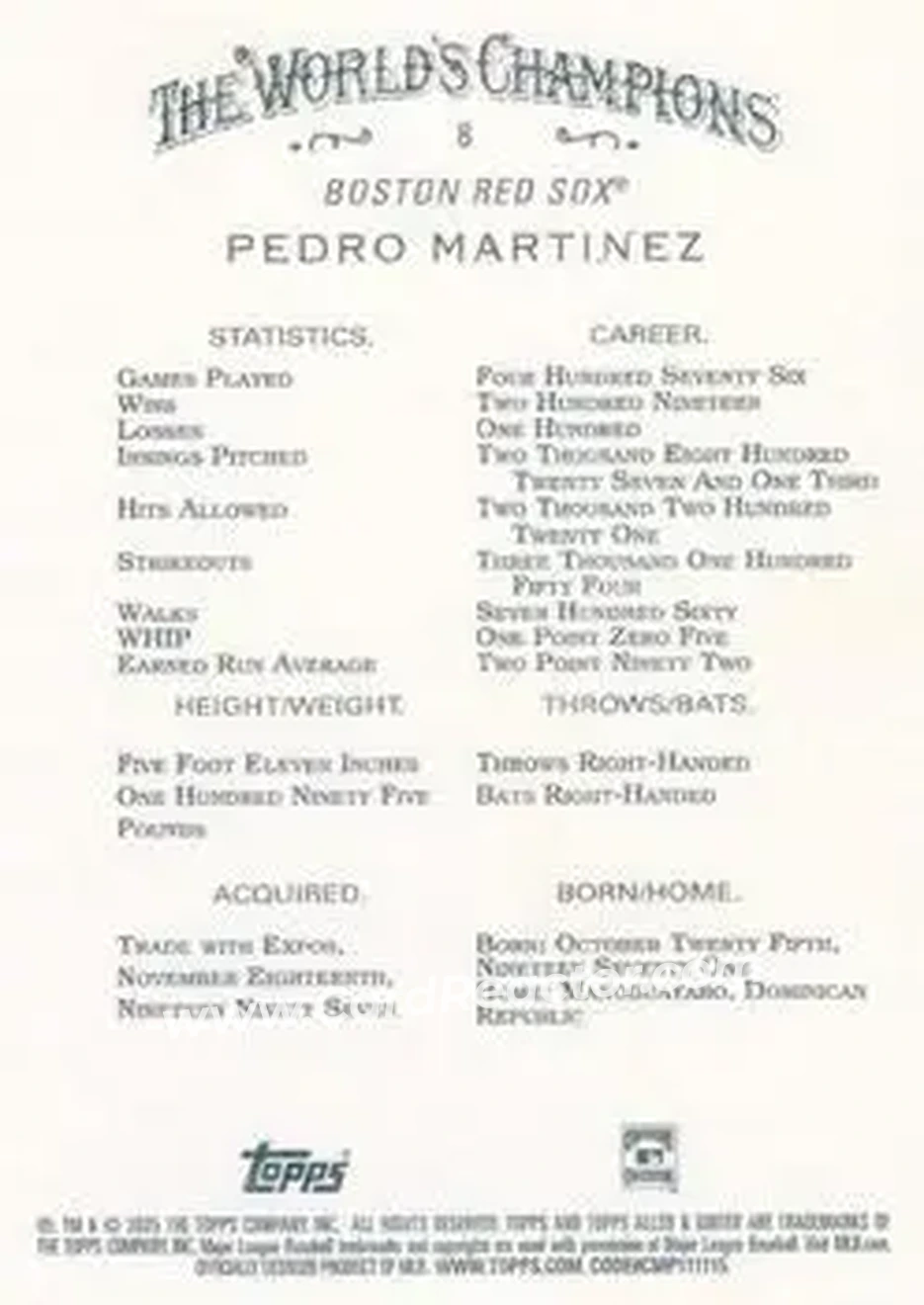 Back of Pedro Martinez