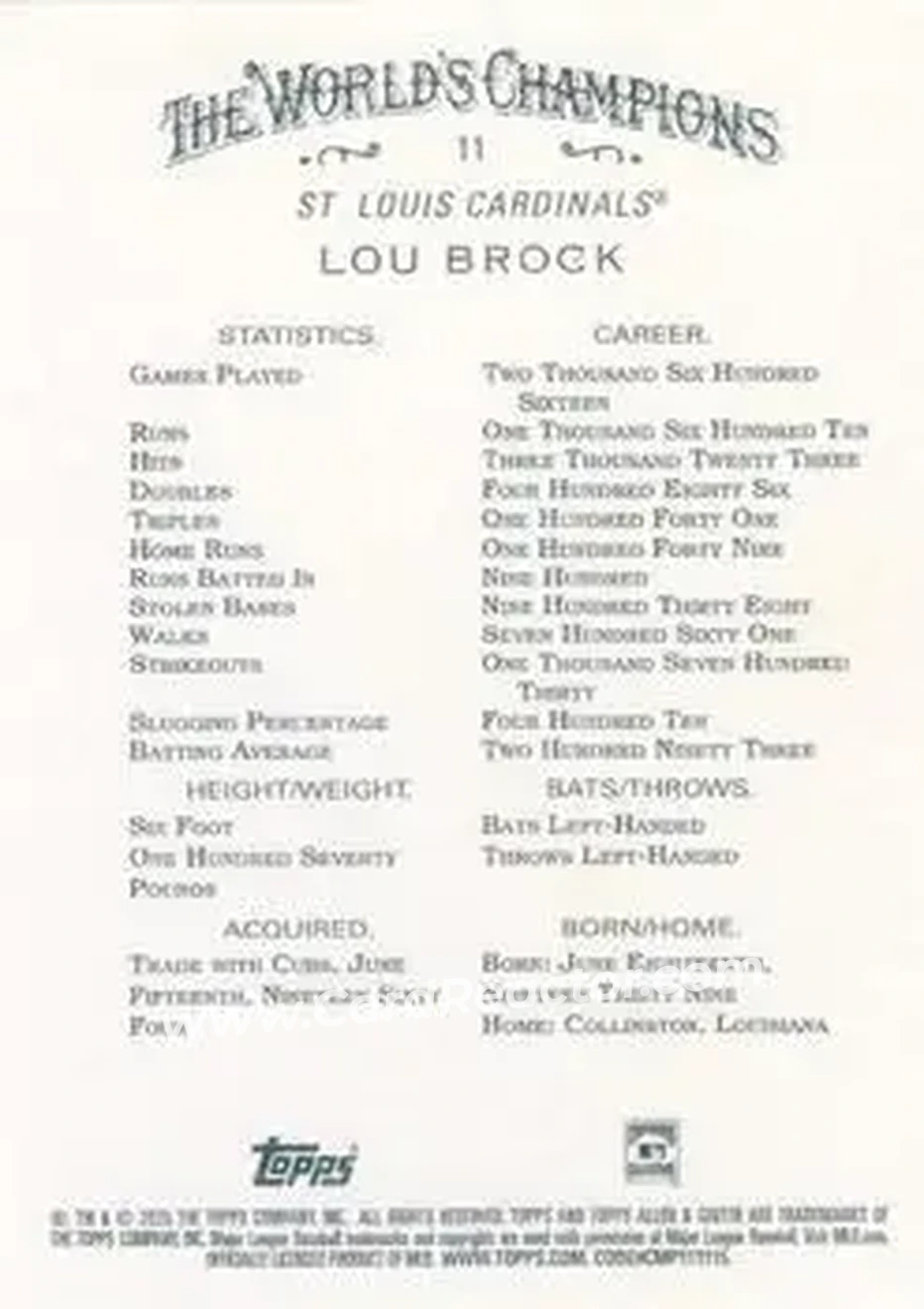 Back of Lou Brock
