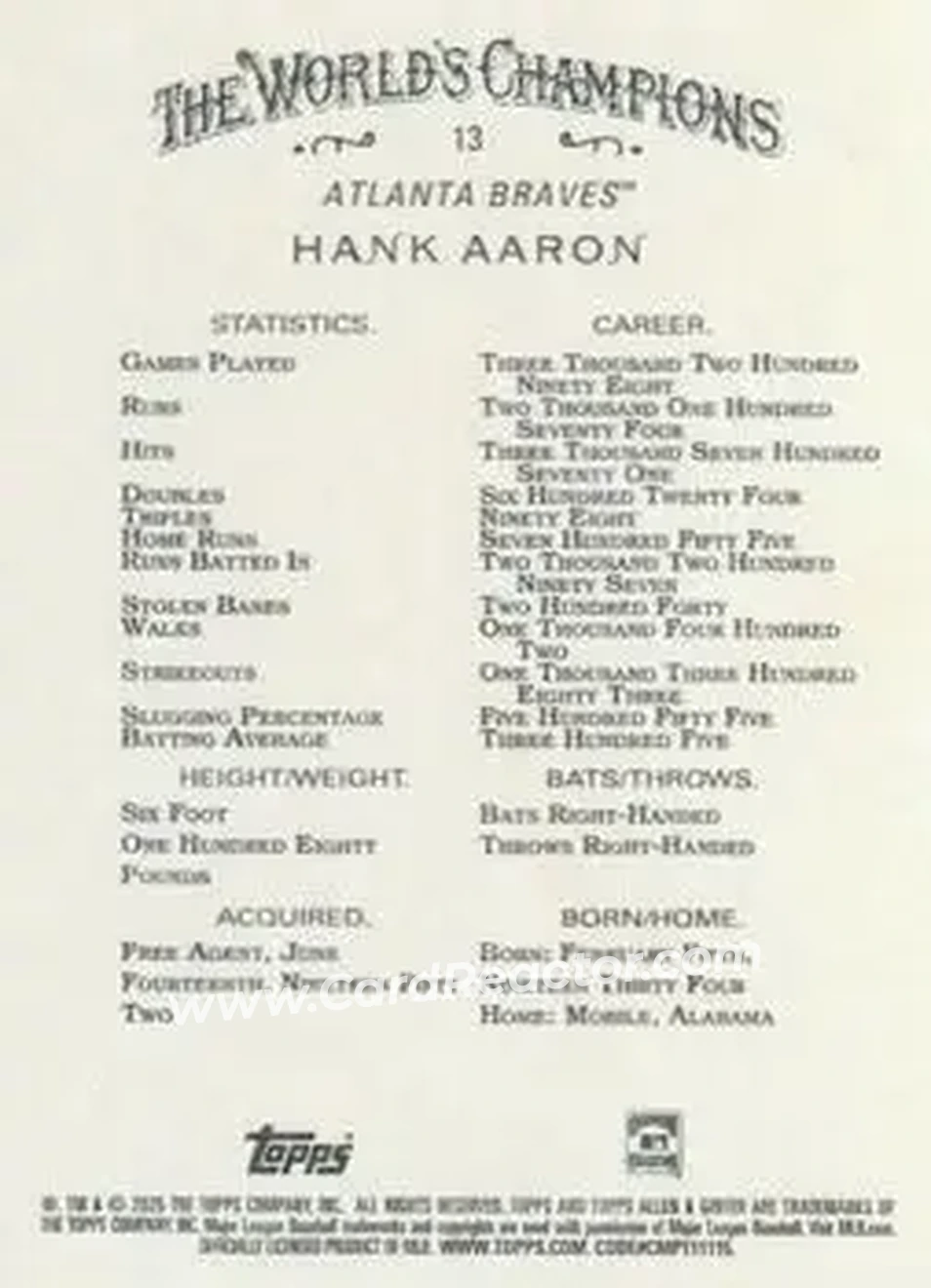 Back of Hank Aaron