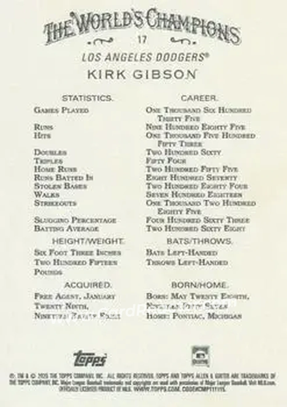Back of Kirk Gibson