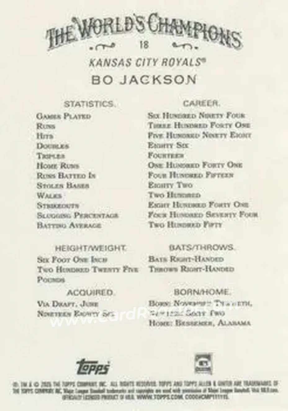 Back of Bo Jackson
