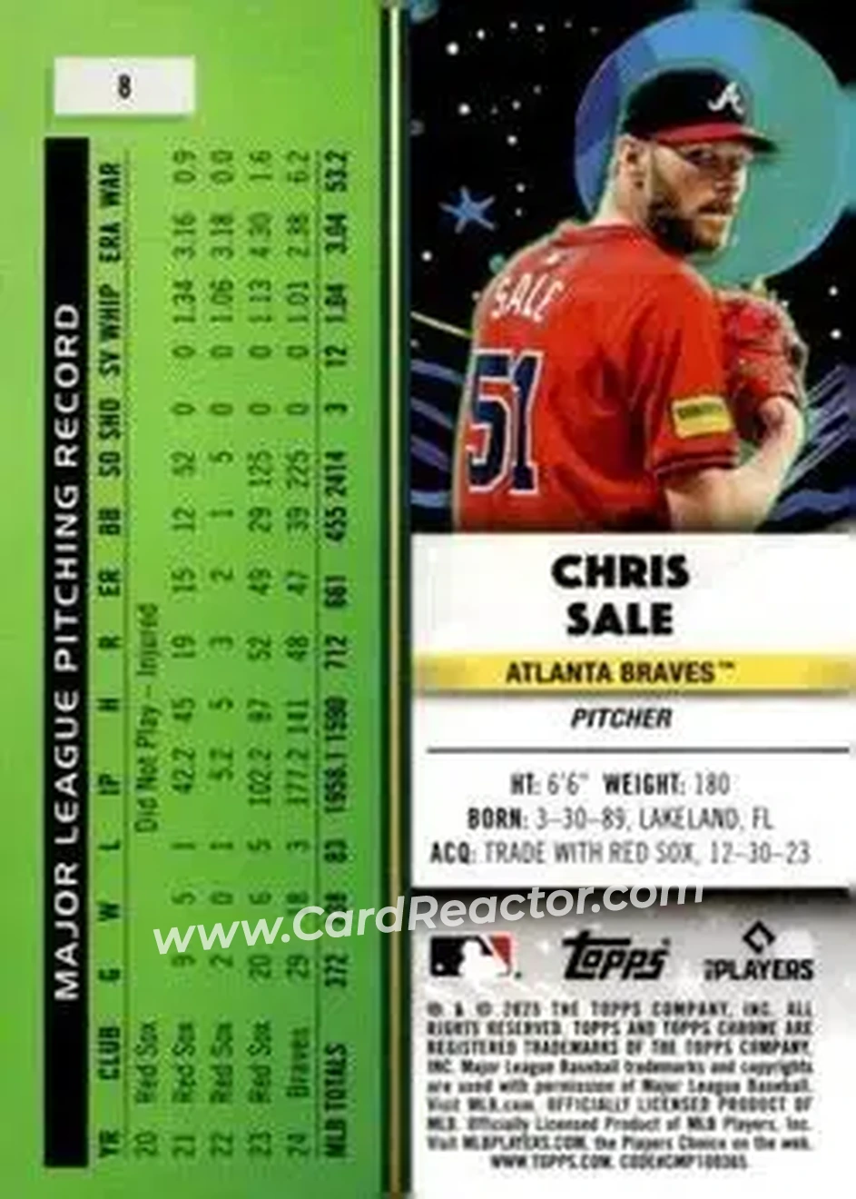Back of Chris Sale
