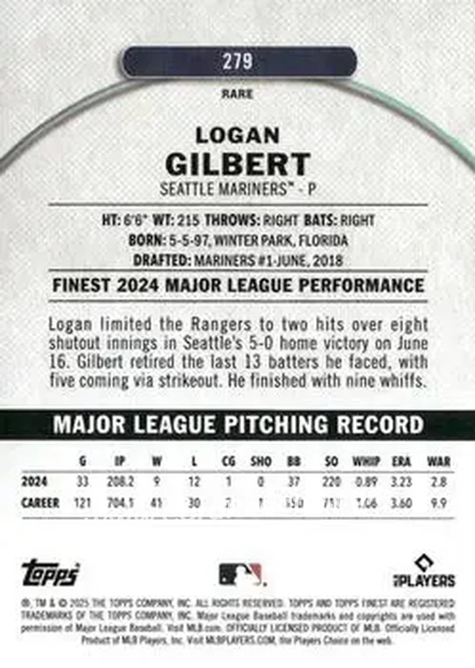 Back of Logan Gilbert