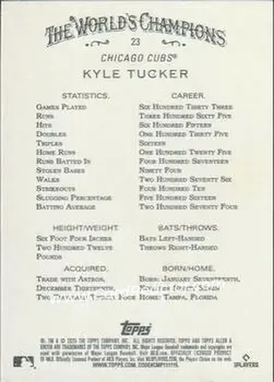 Back of Kyle Tucker