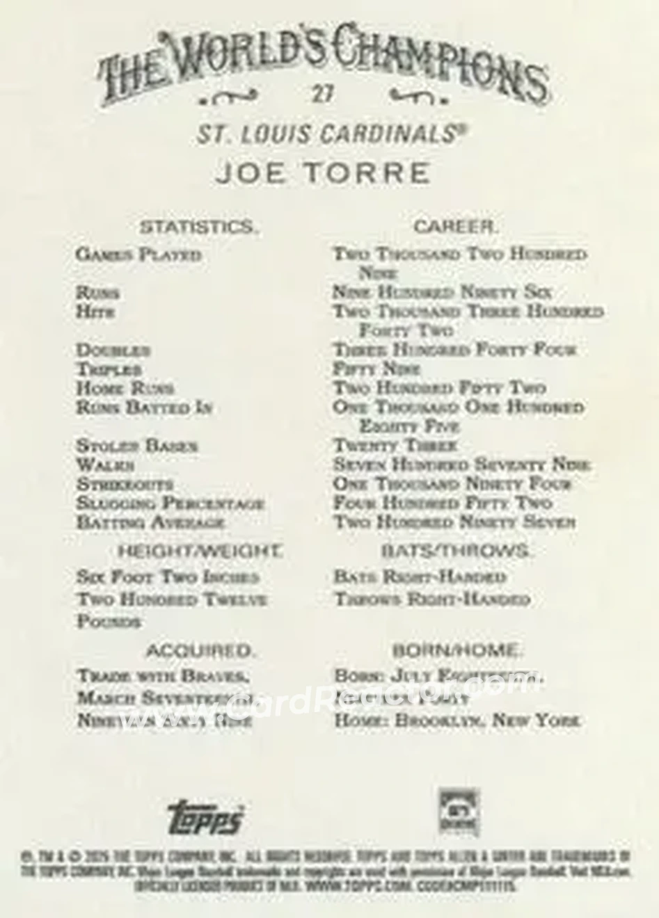 Back of Joe Torre
